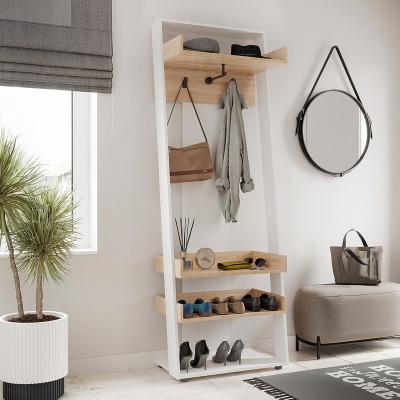 Έπιπλο εισόδου Sciove pakoworld σε λευκή-φυσική απόχρωση 70x40x200εκ