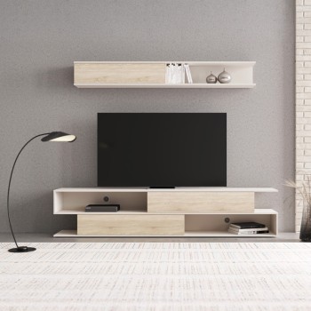 Σύνθετο σαλονιού Brick pakoworld σε sonoma oak-κρεμ απόχρωση 240x40x50.4εκ