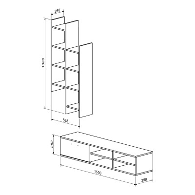 Σύνθετο σαλονιού Sarona pakoworld oak 150x35x160εκ