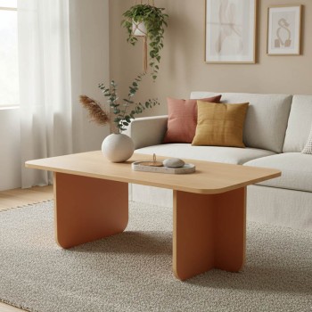 Τραπέζι Bοca pakoworld σε oak-κεραμιδί απόχρωση 100x60x42εκ