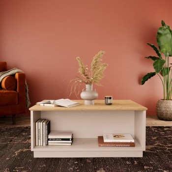 Τραπέζι Monik pakoworld σε oak-ανοιχτό γκρι απόχρωση 90x56x40εκ