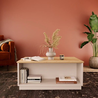 Τραπέζι Monik pakoworld σε oak-ανοιχτό γκρι απόχρωση 90x56x40εκ