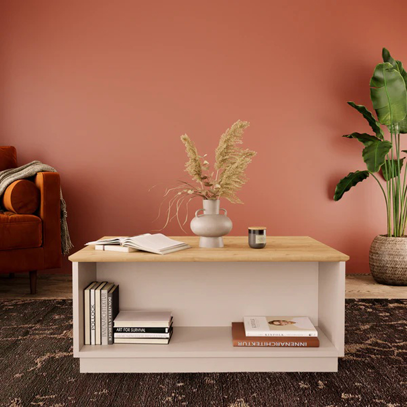 Τραπέζι Monik pakoworld σε oak-ανοιχτό γκρι απόχρωση 90x56x40εκ