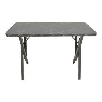 Τραπέζι Vertex pakoworld μαυρο εφέ μαρμάρου με μαύρα μεταλλικά πόδια 110x70x72εκ