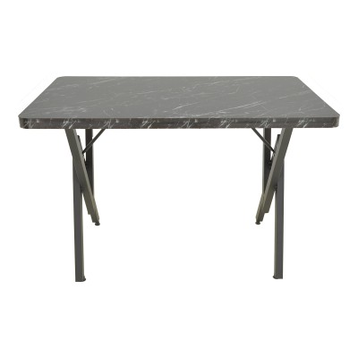 Τραπέζι Vertex pakoworld μαυρο εφέ μαρμάρου με μαύρα μεταλλικά πόδια 110x70x72εκ