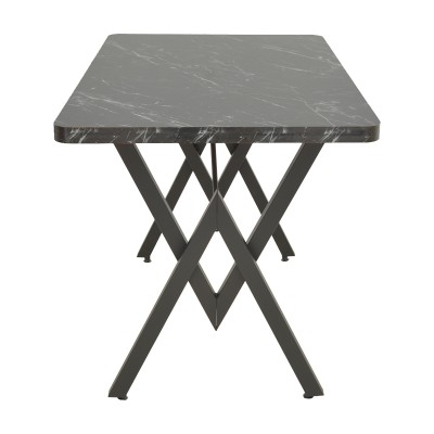 Τραπέζι Vertex pakoworld μαυρο εφέ μαρμάρου με μαύρα μεταλλικά πόδια 110x70x72εκ