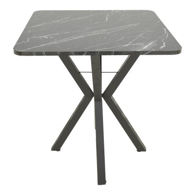 Τραπέζι Arenya pakoworld μαύρο εφε μαρμάρου- μαύρα μεταλλικά πόδια 70x70x72εκ