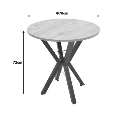 Τραπέζι Rogue pakoworld μαύρο εφε μαρμάρου με μαύρα μεταλλικά πόδια Φ70x72εκ