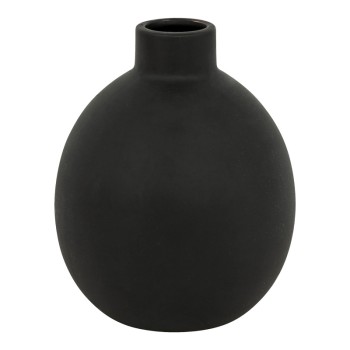 Βάζο Rianzo pakoworld κεραμικό σε μαύρη απόχρωση Φ14.5x18εκ