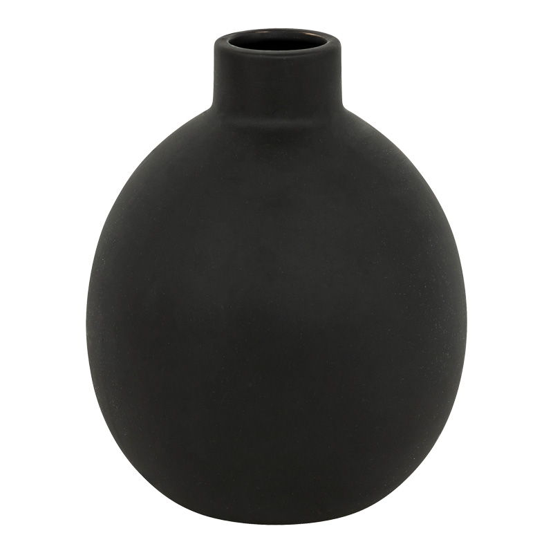 Βάζο Rianzo pakoworld κεραμικό σε μαύρη απόχρωση Φ14.5x18εκ