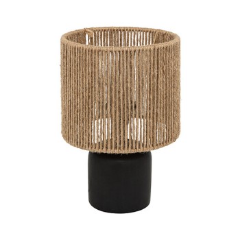 Επιτραπέζιο φωτιστικό Leyda pakoworld κεραμικό σε μαύρο-φυσική απόχρωση Φ16x24εκ