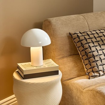 Επιτραπέζιο φωτιστικό Mushi pakoworld μέταλλο λευκό Φ20x24,5εκ