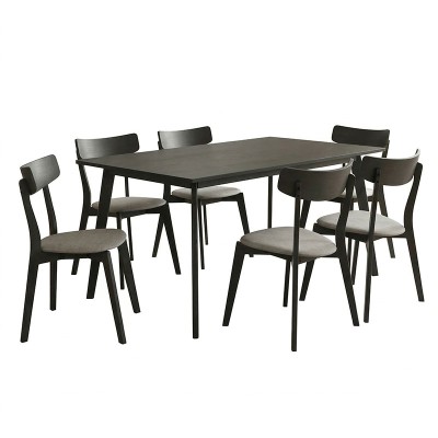 Tραπεζαρία Benson - Toto pakoworld σετ 7τμχ rustic grey - ύφασμα γκρι 150x90x75εκ