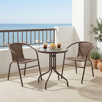 Τραπεζαρία Watson-Obbi σετ 3τεμ pakoworld μέταλλο-pe καφέ