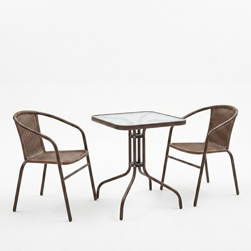 Τραπεζαρία Obbi-Watson σετ 3τεμ pakoworld μέταλλο-pe καφέ