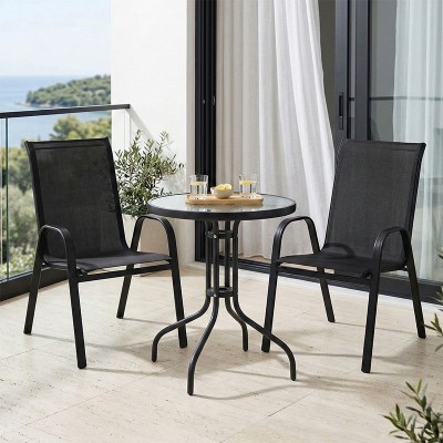 Τραπεζαρία Calan-Watson σετ 3τεμ pakoworld μέταλλο μαύρο-textilene μαύρο Φ60x70εκ