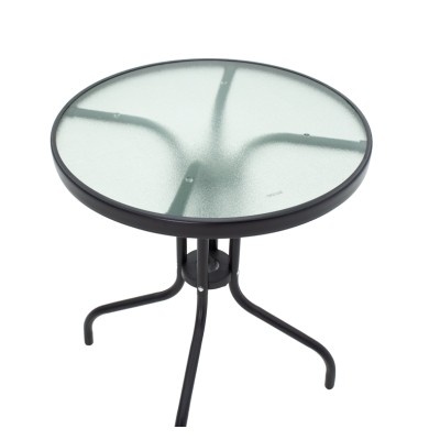 Τραπεζαρία Calan-Watson σετ 3τεμ pakoworld μέταλλο μαύρο-textilene μαύρο Φ60x70εκ