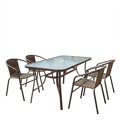 Τραπεζαρία Ensure-Obbi σετ 5τεμ pakoworld μέταλλο-pe καφέ