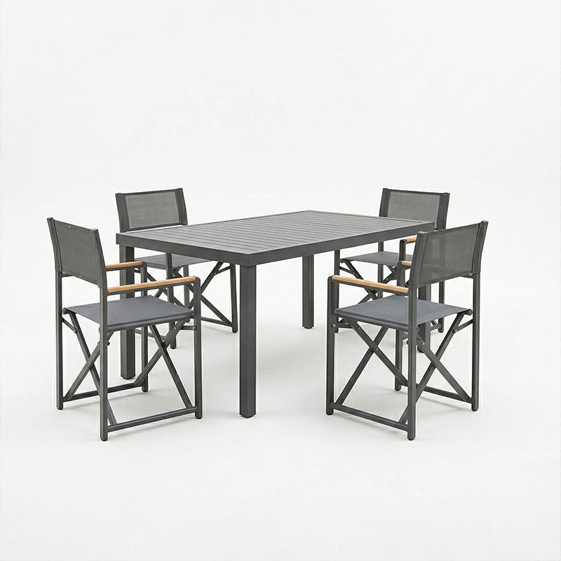 Τραπεζαρία Mabu-Klinton σετ 5τεμ pakoworld αλουμίνιο και ύφασμα σε ανθρακί απόχρωση 150x80x74εκ