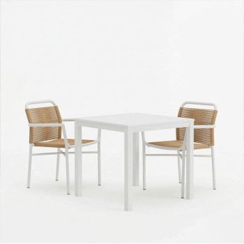 Τραπεζαρία Kliton - Clutch σετ 3τεμ pakoworld αλουμίνιο σε λευκή απόχρωση 80x80x74εκ