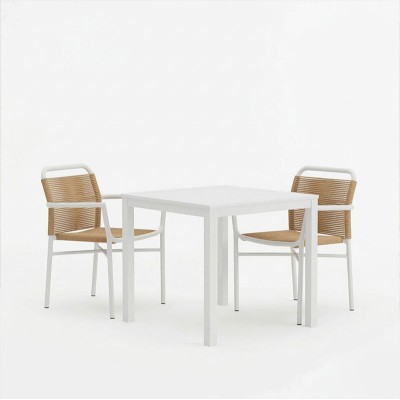 Τραπεζαρία Kliton - Clutch σετ 3τεμ pakoworld αλουμίνιο σε λευκή απόχρωση 80x80x74εκ