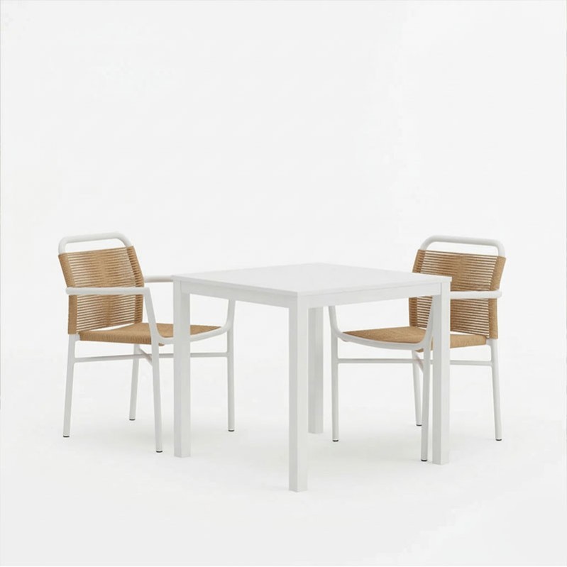 Τραπεζαρία Kliton - Clutch σετ 3τεμ pakoworld αλουμίνιο σε λευκή απόχρωση 80x80x74εκ