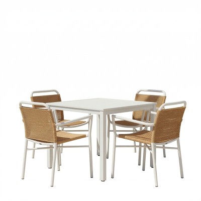 Τραπεζαρία Kliton - Clutch σετ 5τεμ pakoworld αλουμίνιο σε λευκή απόχρωση 80x80x74εκ