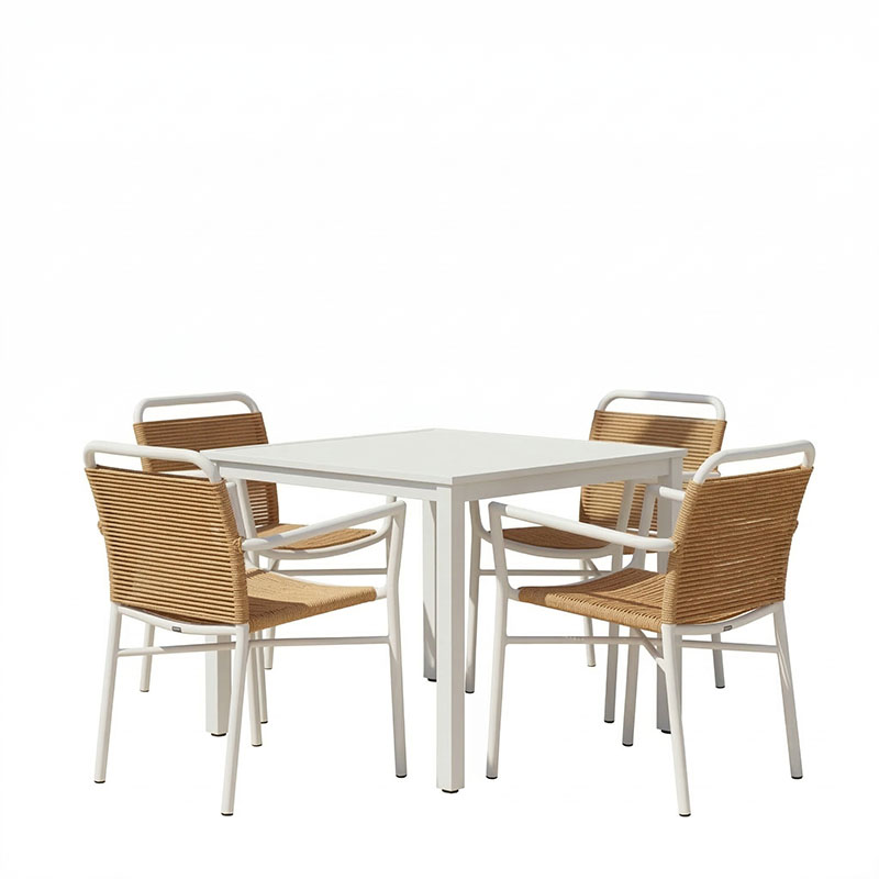 Τραπεζαρία Kliton - Clutch σετ 5τεμ pakoworld αλουμίνιο σε λευκή απόχρωση 80x80x74εκ