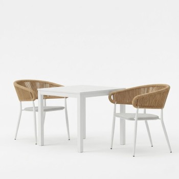 Τραπεζαρία Kliton - Raven σετ 3τεμ pakoworld αλουμίνιο σε λευκή απόχρωση 80x80x74εκ