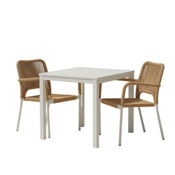 Τραπεζαρία Kliton - Norture σετ 3τεμ pakoworld αλουμίνιο σε λευκή απόχρωση 80x80x74εκ