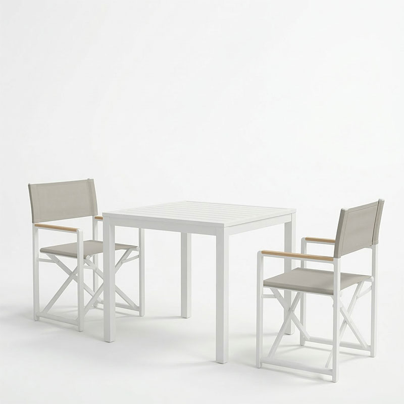 Τραπεζαρία Kliton - Mabu σετ 3τεμ pakoworld αλουμίνιο σε λευκή απόχρωση 80x80x74εκ