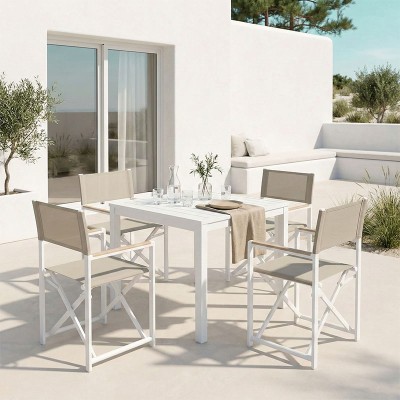 Τραπεζαρία Kliton - Mabu σετ 5τεμ pakoworld αλουμίνιο σε λευκή απόχρωση 80x80x74εκ