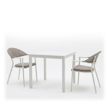 Τραπεζαρία Kliton - Pino σετ 3τεμ pakoworld αλουμίνιο σε λευκή απόχρωση 80x80x74εκ