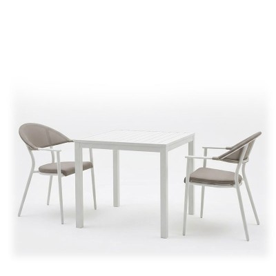 Τραπεζαρία Kliton - Pino σετ 3τεμ pakoworld αλουμίνιο σε λευκή απόχρωση 80x80x74εκ