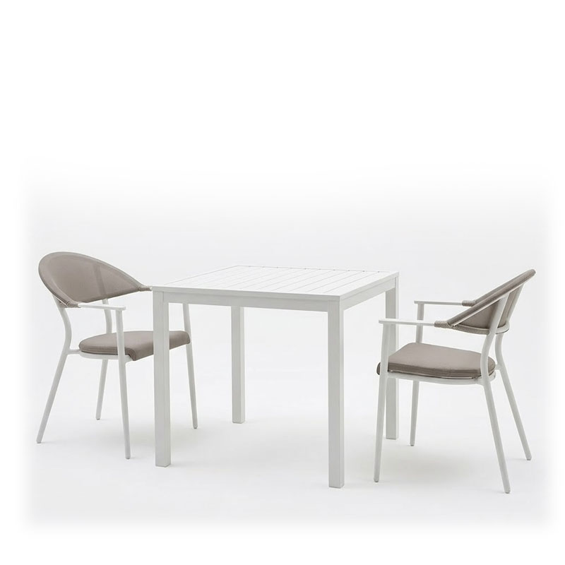 Τραπεζαρία Kliton - Pino σετ 3τεμ pakoworld αλουμίνιο σε λευκή απόχρωση 80x80x74εκ