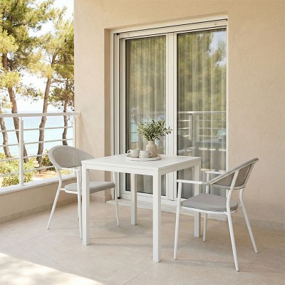 Τραπεζαρία Kliton - Pino σετ 3τεμ pakoworld αλουμίνιο σε λευκή απόχρωση 80x80x74εκ