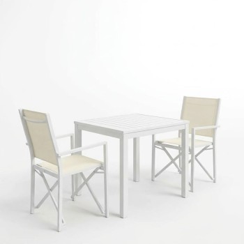 Τραπεζαρία Zacreta- Kliton σετ 3τεμ pakoworld αλουμίνιο σε λευκή απόχρωση 80x80x74εκ