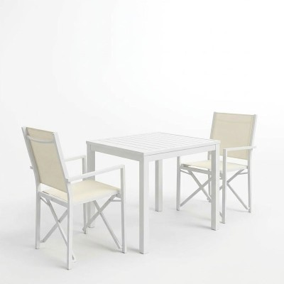 Τραπεζαρία Zacreta- Kliton σετ 3τεμ pakoworld αλουμίνιο σε λευκή απόχρωση 80x80x74εκ