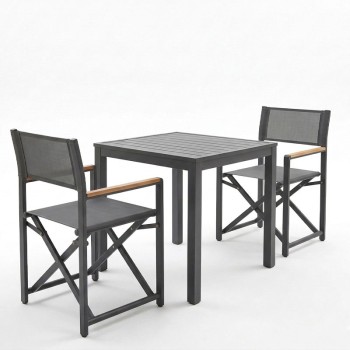 Τραπεζαρία Kliton-Mabu σετ 3τεμ pakoworld αλουμίνιο σε ανθρακί απόχρωση 80x80x74εκ