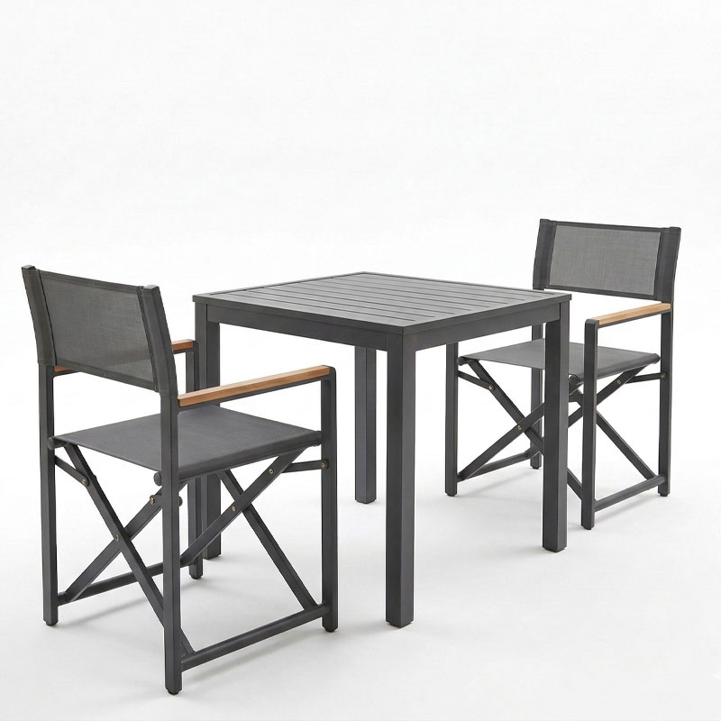 Τραπεζαρία Kliton-Mabu σετ 3τεμ pakoworld αλουμίνιο σε ανθρακί απόχρωση 80x80x74εκ