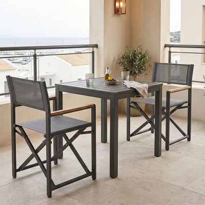 Τραπεζαρία Kliton-Mabu σετ 3τεμ pakoworld αλουμίνιο σε ανθρακί απόχρωση 80x80x74εκ