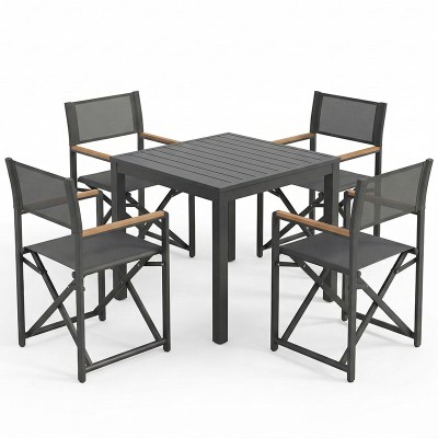 Τραπεζαρία Kliton-Mabu σετ 5τεμ pakoworld αλουμίνιο σε ανθρακί απόχρωση 80x80x74εκ