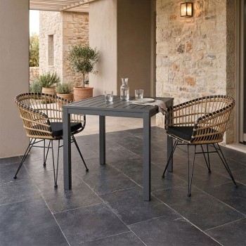 Τραπεζαρία Kliton-Naoki A σετ 3τεμ pakoworld ανθρακί αλουμίνιο και μέταλλο σε μαύρη απόχρωση 80x80x74εκ