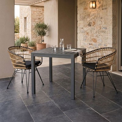 Τραπεζαρία Kliton-Naoki A σετ 3τεμ pakoworld ανθρακί αλουμίνιο και μέταλλο σε μαύρη απόχρωση 80x80x74εκ