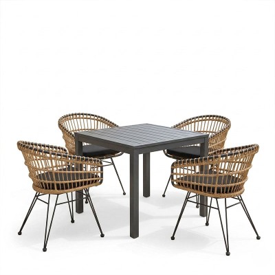 Τραπεζαρία Kliton-Naoki B σετ 5τεμ pakoworld ανθρακί αλουμίνιο και μέταλλο σε μαύρη απόχρωση 80x80x74εκ