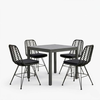 Τραπεζαρία Kliton-Naoki σετ 5τεμ pakoworld ανθρακί αλουμίνιο και μέταλλο σε μαύρη απόχρωση 80x80x74εκ