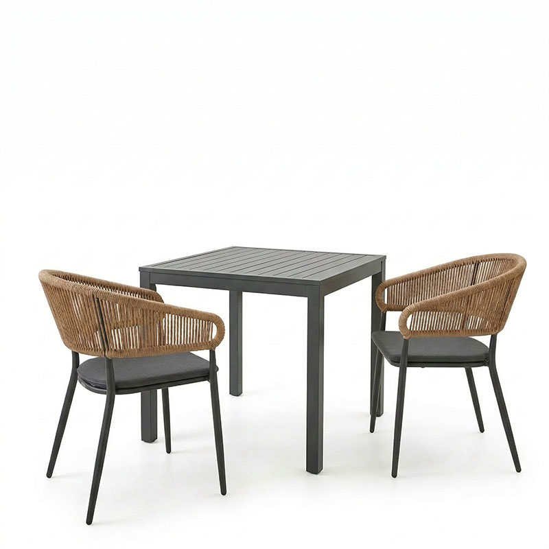 Τραπεζαρία Kliton-Raven σετ 3τεμ pakoworld αλουμίνιο σε ανθρακί απόχρωση 80x80x74εκ