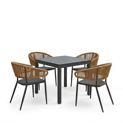 Τραπεζαρία Kliton-Raven σετ 5τεμ pakoworld αλουμίνιο σε ανθρακί απόχρωση 80x80x74εκ