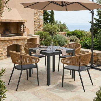 Τραπεζαρία Kliton-Raven σετ 5τεμ pakoworld αλουμίνιο σε ανθρακί απόχρωση 80x80x74εκ