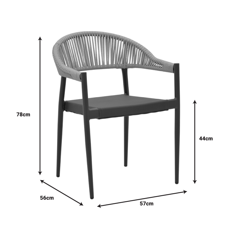 Τραπεζαρία Kliton- Elation σετ 5τεμ pakoworld αλουμίνιο σε ανθρακί απόχρωση 80x80x74εκ